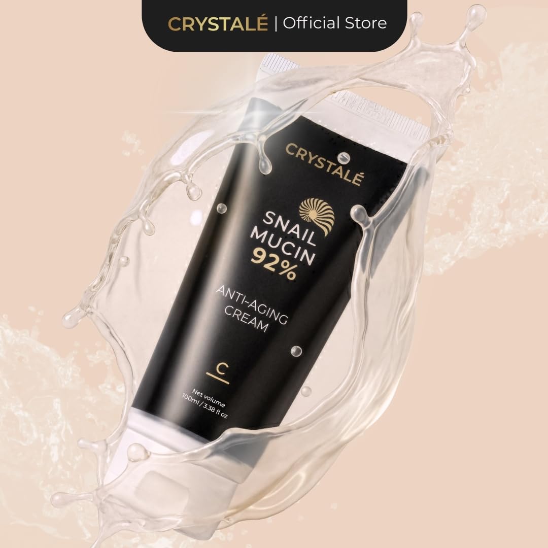 CRYSTALÉ Snail Mucin 92% Hydrating & Firming Cream – Multi-Purpose Lightweight Gel-Cream with Niacinamide & Panthenol – Deep Hydration for Face, Hands & Body – 3.38 fl oz (100 ml)