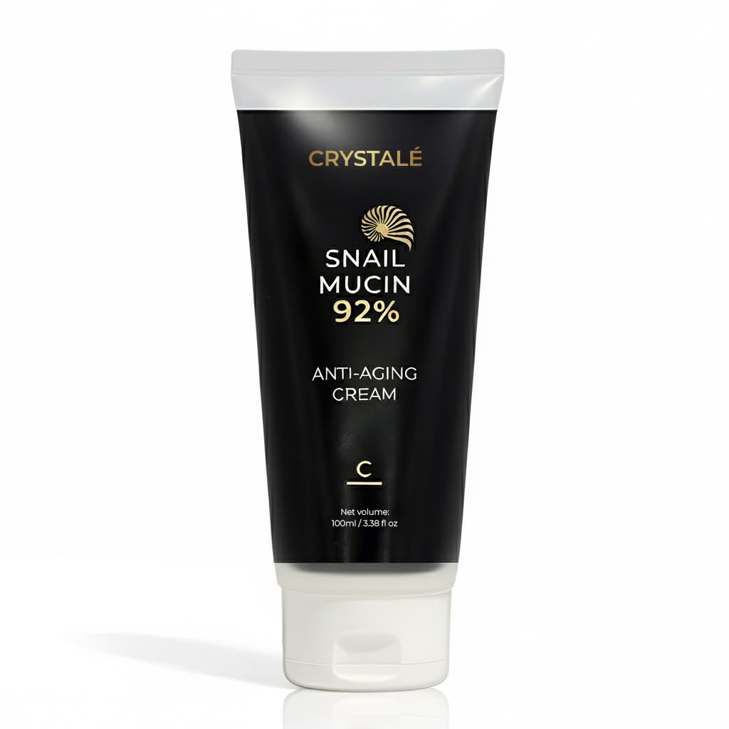 CRYSTALÉ Snail Mucin 92% Hydrating & Firming Cream – Multi-Purpose Lightweight Gel-Cream with Niacinamide & Panthenol – Deep Hydration for Face, Hands & Body – 3.38 fl oz (100 ml)